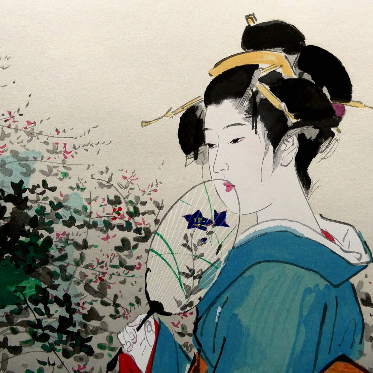 2022新発 真作保証 日本画家 立石春美 筆木版画 舞妓 伊東深水に師事