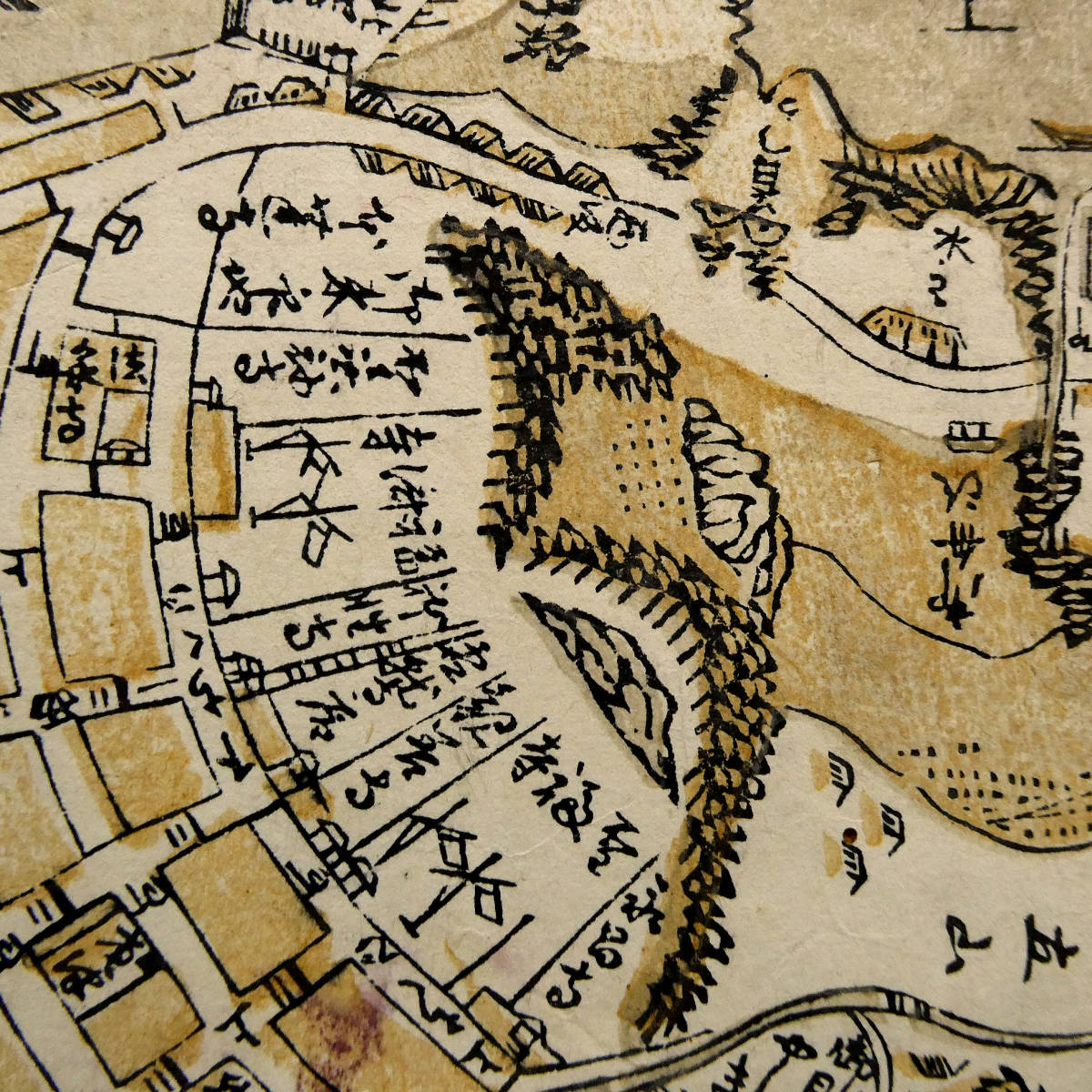 長崎 出島 古地図◇江戸時代 木版色摺◇南蛮船 出嶋町阿蘭陀人屋 長崎 出島 古地図◇江戸時代 木版色摺◇南蛮船 出嶋町阿蘭陀人屋