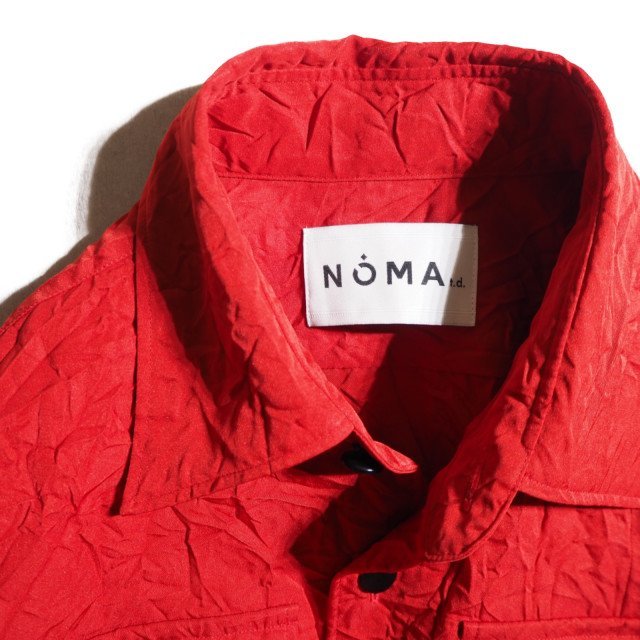 K3952P　▼NOMA t.d. ノーマ ティーディー▼　シワ加工ポリエステル ロングシャツワンピース レッド オーバーサイズ 赤 21AW 春～秋 rb mks_画像5