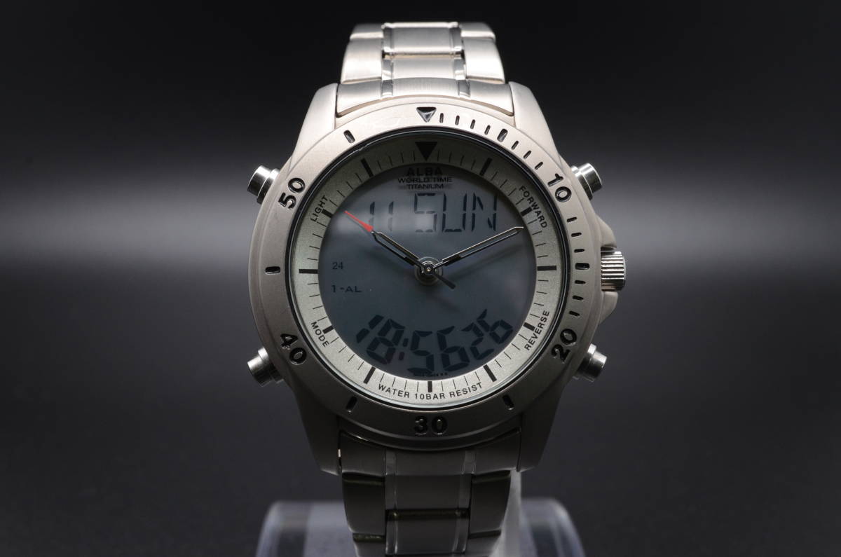 【レア動作品】SEIKO ALBA NX04 ワールドタイム本体(電池交換済) 中古】 SEIKO (セイコー) ALBA (アルバ) NX04-0AD0 チタン