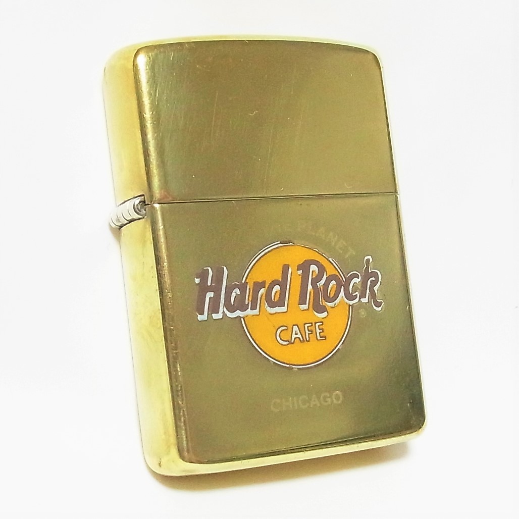 ZIPPO 1932-1989 SOLID BRASS ソリッドブラス ダブルイヤー 真鍮◎Hard Rock Cafe CHICAGO シカゴ◎洗浄済 送料無料 bprsubang.com