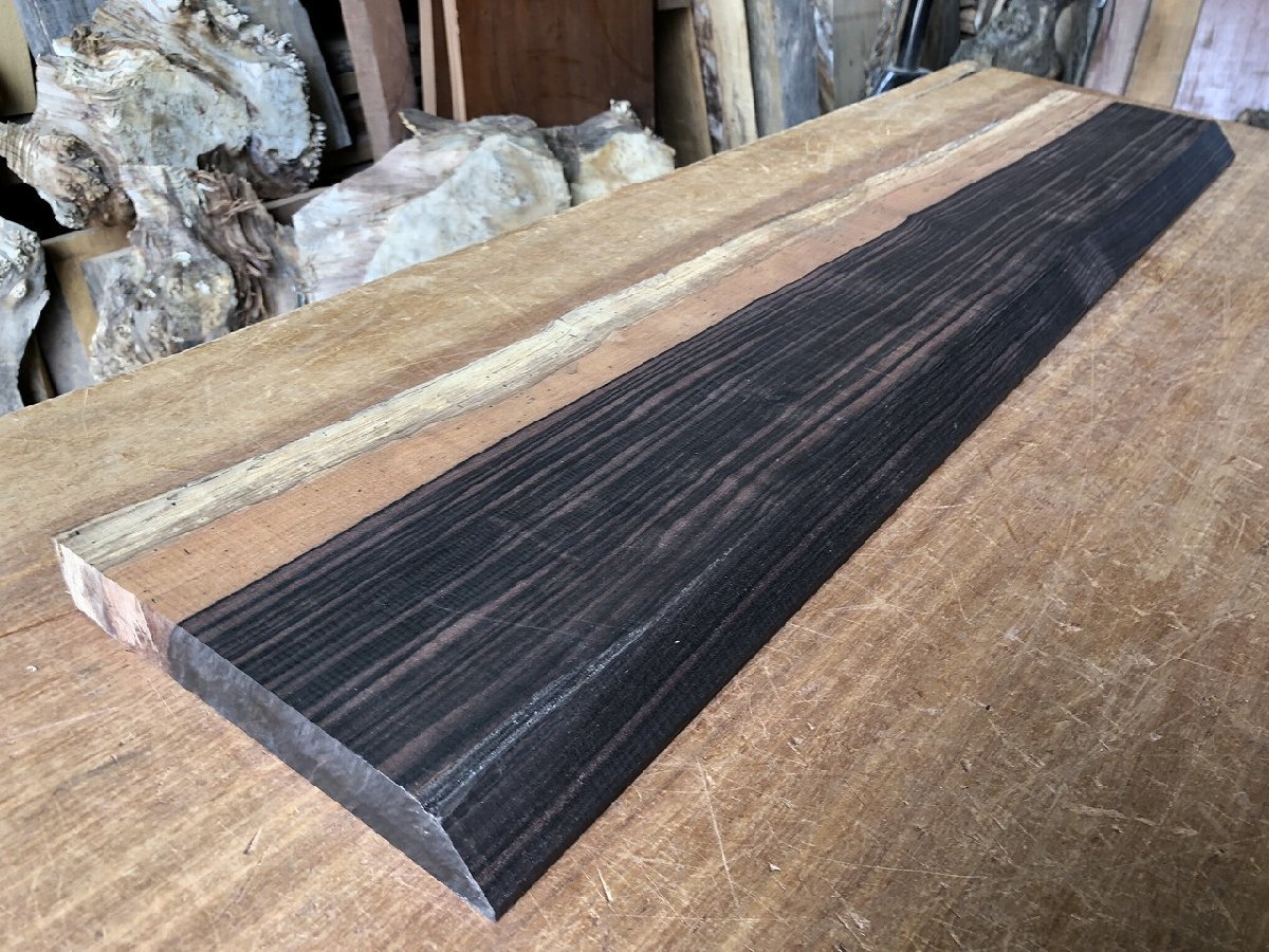 P566D】縞黒檀 板材 極上杢 一枚板 材料 天然木 無垢材 木材 希少材