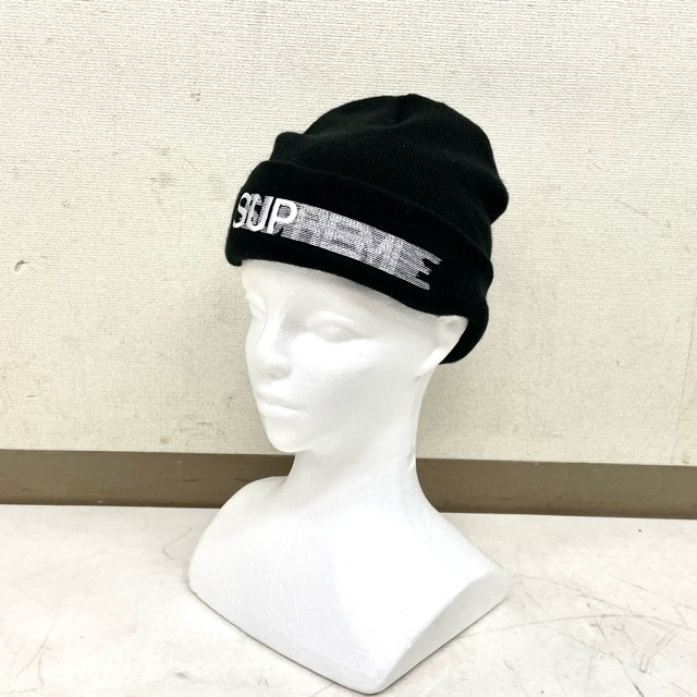 SUPREME モーションロゴ ビーニー ブラック MOTION LOGO 黒 - ニット