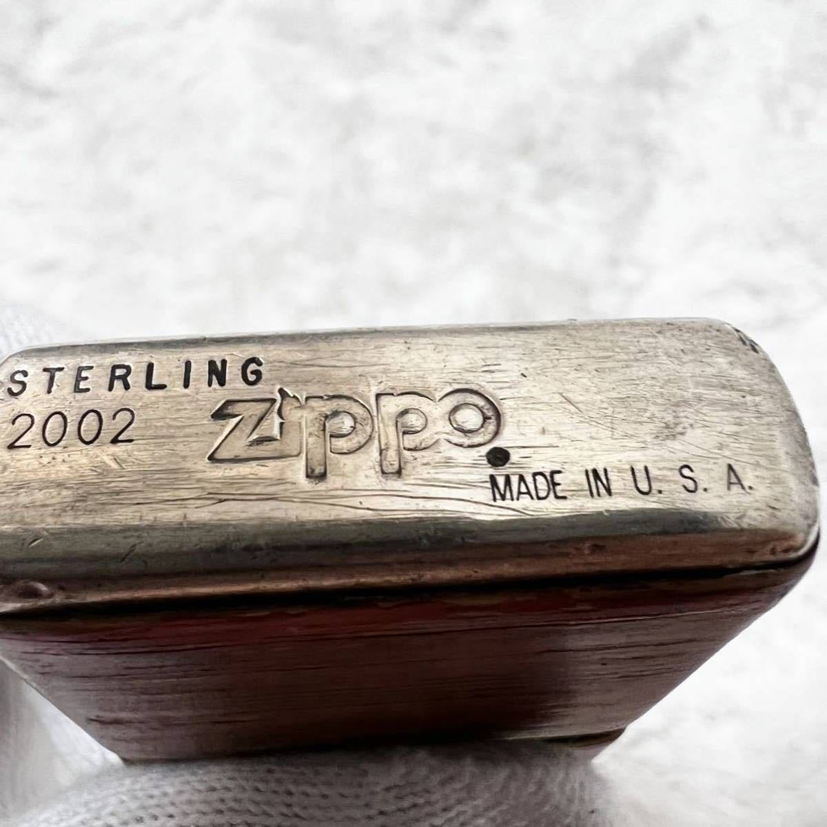 1円～　ZIPPO ジッポ STERLING 2002年 ライター ジッポー アンティーク ヴィンテージ スターリング シルバー 喫煙　ライター　タバコ