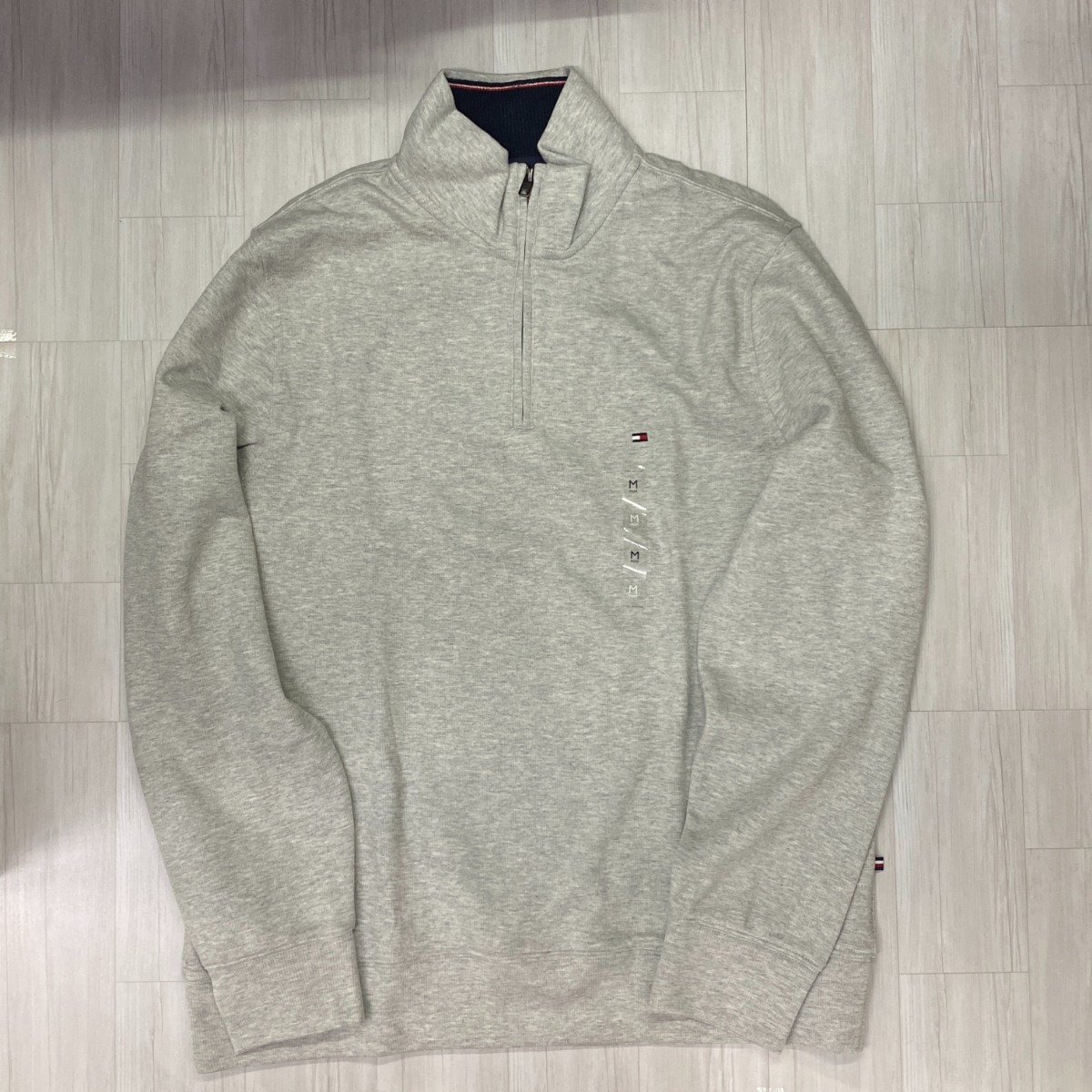 USA正規品 【2XL】 トミーヒルフィガー TOMMY HILFIGER USA 3/4 クオータージップ モックネック スウェットプルオーバー グレー (R4F-4)_画像1