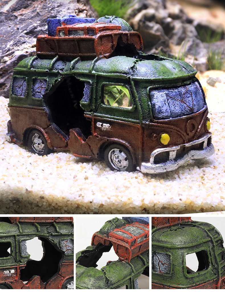 CJM894* old .. bus. ornament aquarium aquarium for objet d'art aquarium structure . decoration interior ..