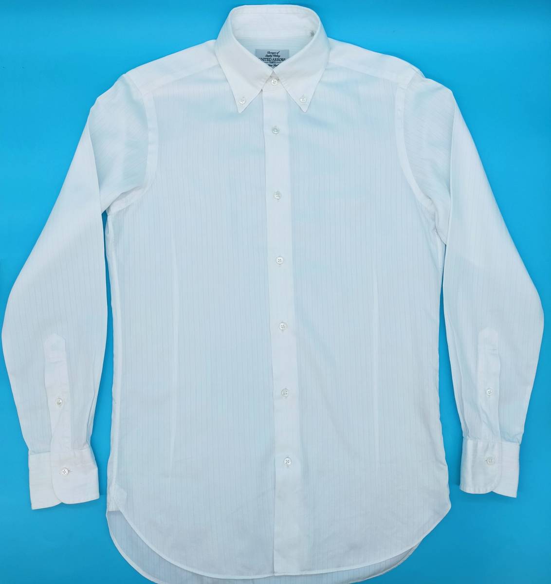 ★［美品］ ユナイテッドアローズ S 36-84 スリムフィット ヘリンボーン ワイシャツ UNITED ARROWS 白の画像1