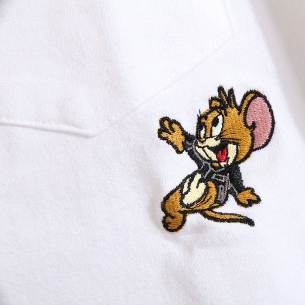 バンソン VANSON トムとジェリー コラボ 半袖 Tシャツ ホワイト【Mサイズ】TJV-2023 TOM AND JERRY 刺繍 アメカジ_画像4