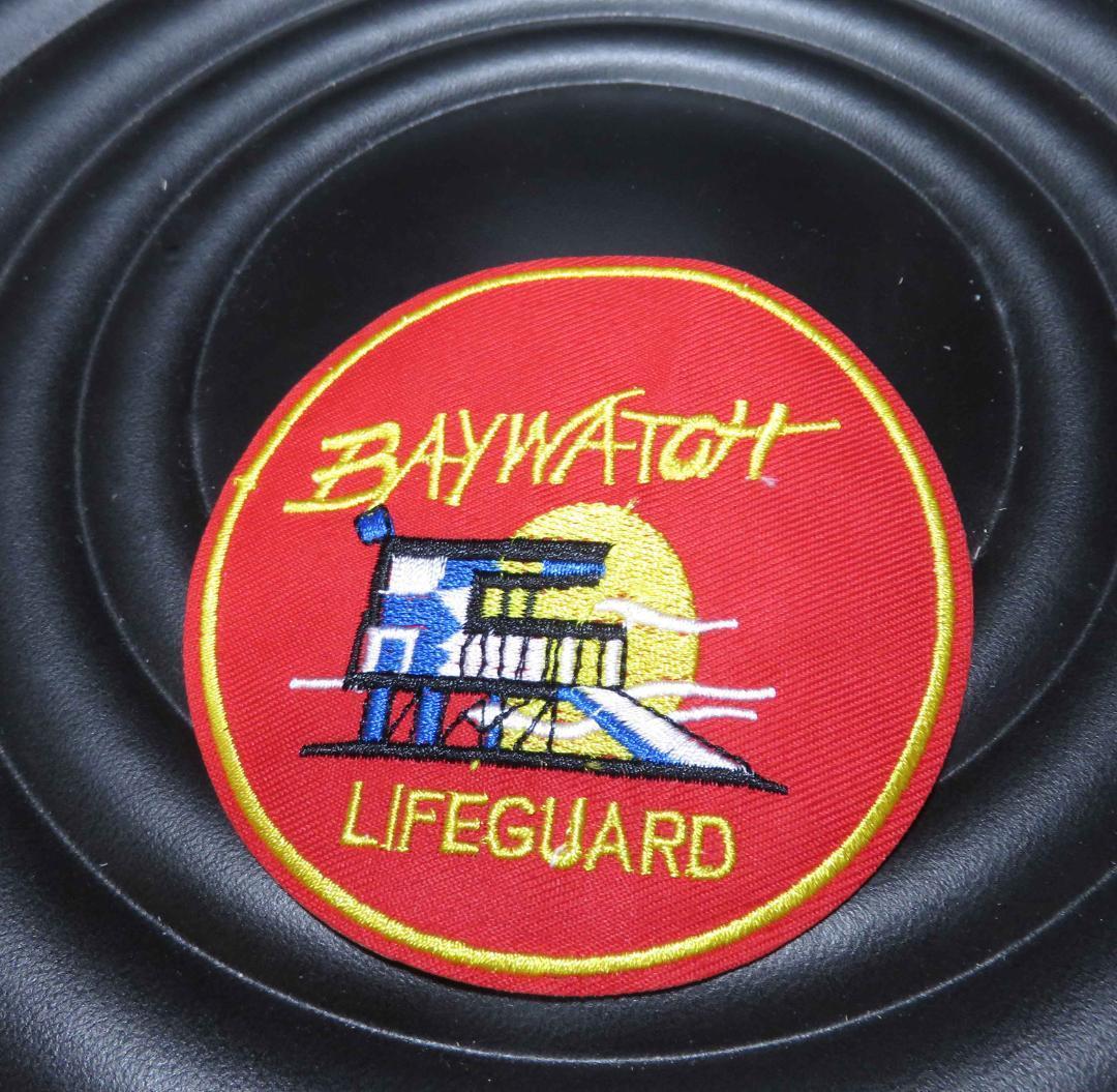 赤黄BW◇円型◆新品アメリカ Baywatch Lifeguard ベイウィッチ ライフガード 人命救助 刺繍ワッペン（パッチ）◆サーフィン　USA　激シブ_画像1