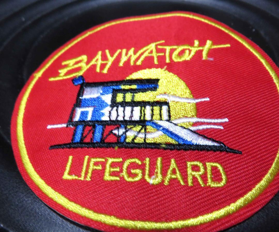 赤黄BW◇円型◆新品アメリカ Baywatch Lifeguard ベイウィッチ ライフガード 人命救助 刺繍ワッペン（パッチ）◆サーフィン　USA　激シブ