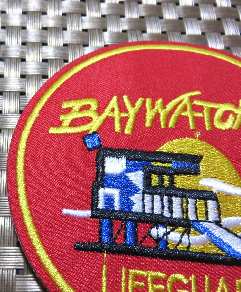 赤黄BW◇円型◆新品アメリカ Baywatch Lifeguard ベイウィッチ ライフガード 人命救助 刺繍ワッペン（パッチ）◆サーフィン　USA　激シブ_画像3