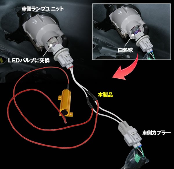 ダイハツ 車種 汎用 ワンタッチ式 ハイフラキャンセラー 2個セット 楽々ワンタッチ接続 LEDウインカー 3オーム 定格電力：50W_画像3