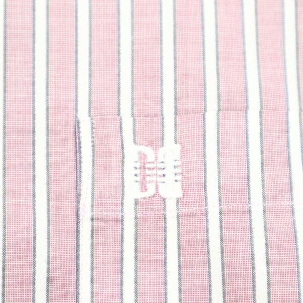 DAKS ダックス 春夏 ロゴ刺繍★ ストライプ 半袖 シャツ Sz.M　メンズ 日本製　A2T09511_8#A_画像5