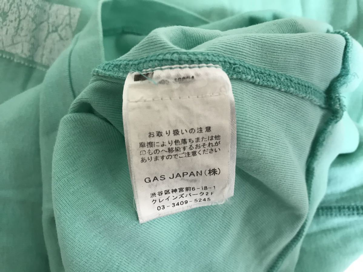 本物ガスGASコットンロゴプリント半袖Tシャツメンズビジネススーツアメカジサーフグリーン緑S_画像5