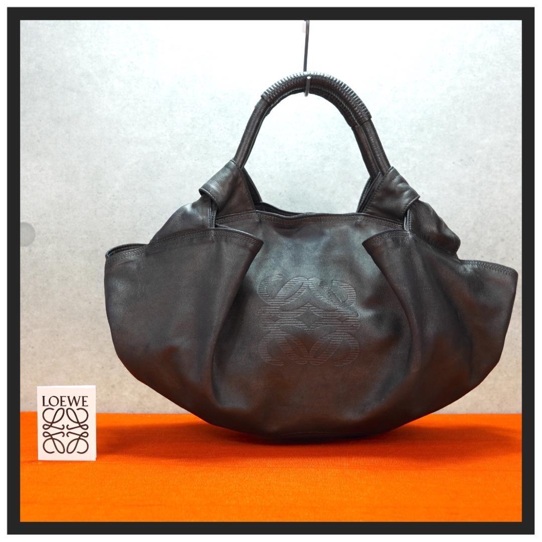 極美品✨ロエベ　ハンドバッグ　ナッパアイレ　アナグラム　小さめ　黒　保存袋付き