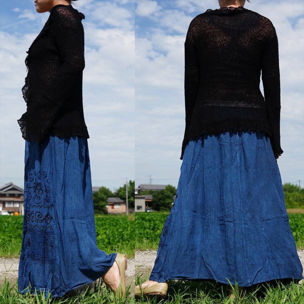 * этнический длинная юбка Stone woshu вышивка включая доставку * новый товар * Asian Индия вышивка искусственный шелк материалы maxi юбка макси длина 