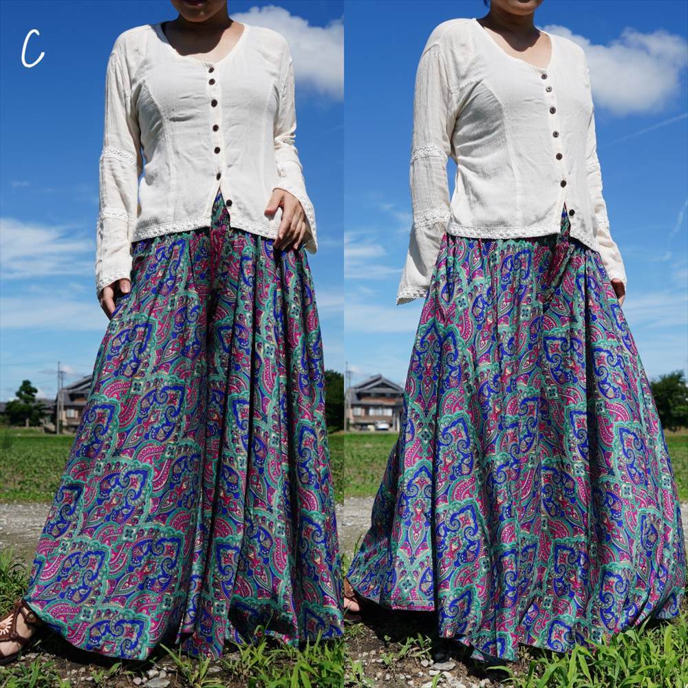 * ethnic wide pants enough cloth peiz Lee including carriage * new goods C* screw course Asian India silk gaucho 