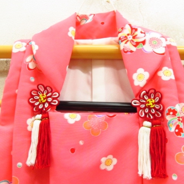 * kimono 10* 1 jpy .. child kimono for girl .. flower underskirt *. cloth * pouch * zori set . length 79cm.39.5cm [ including in a package possible ] **