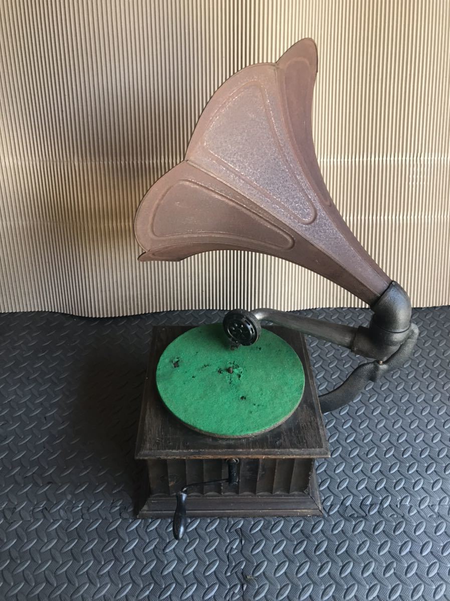 蓄音機 アンティーク ラッパ 朝顔 SANKODO GRAPHOPHONE 三光堂 可動品
