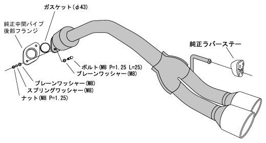 HKS リーガル マフラー ウェイク DBA-/3BA- LA700S 31013-AD012 取付セット LEGAL スポーツマフラー_画像4