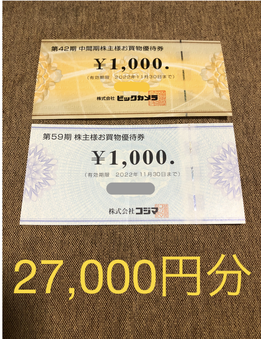 期間限定で特別価格 ビックカメラ 株主優待券 コジマ 15000円分