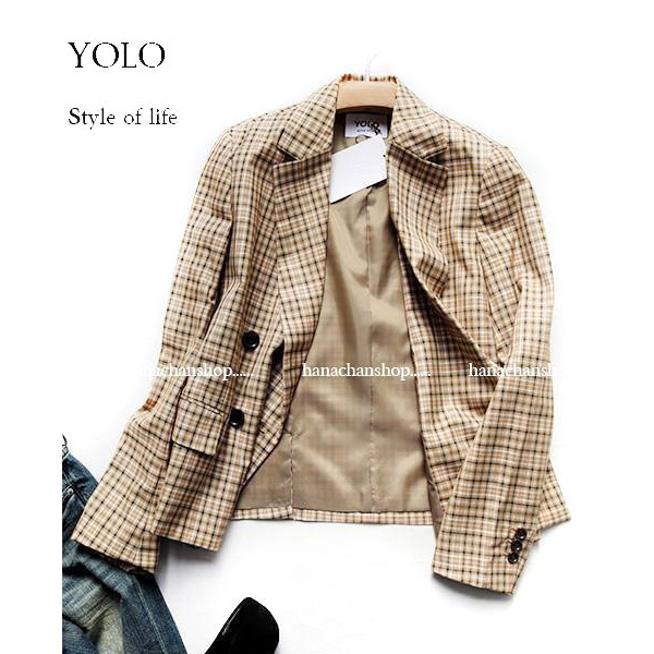 YOLO テーラードジャケット チェック柄 ダブル