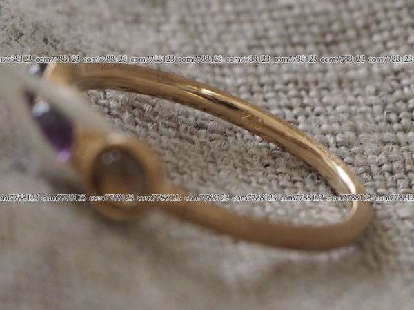 絶妙なデザイン 天然石 ストーン カラー マルチ 日本製 指輪 #９ K10