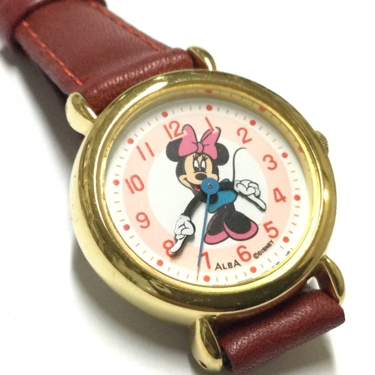 [ retro * батарейка & заменен ремень .] Seiko Alba Minnie Mouse наручные часы 