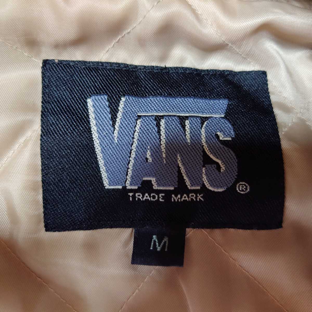 80s 90s VANS 袖レザー スタジャン 古着 ビッグロゴ刺繍 牛革 ...