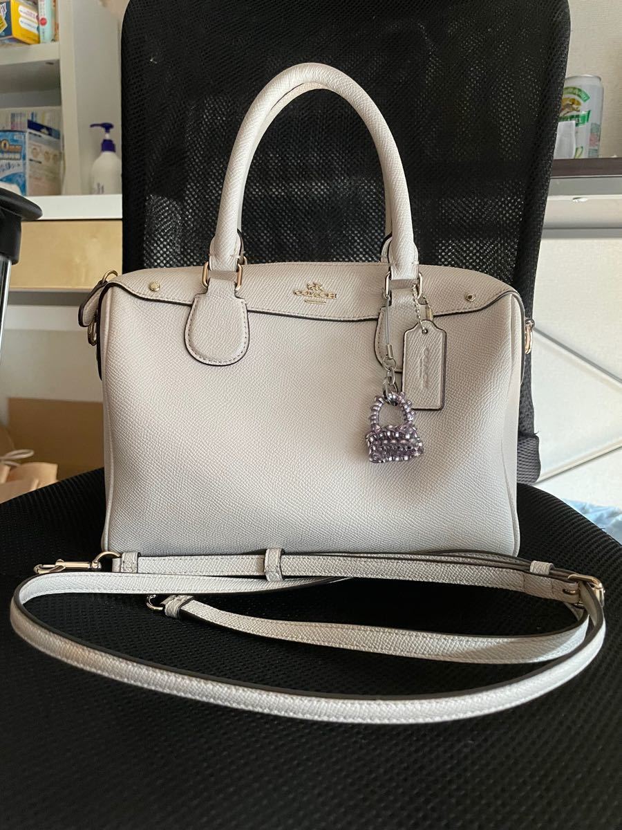 コーチ ショルダーバッグ coach ミニボストン 2way レザー ホワイト