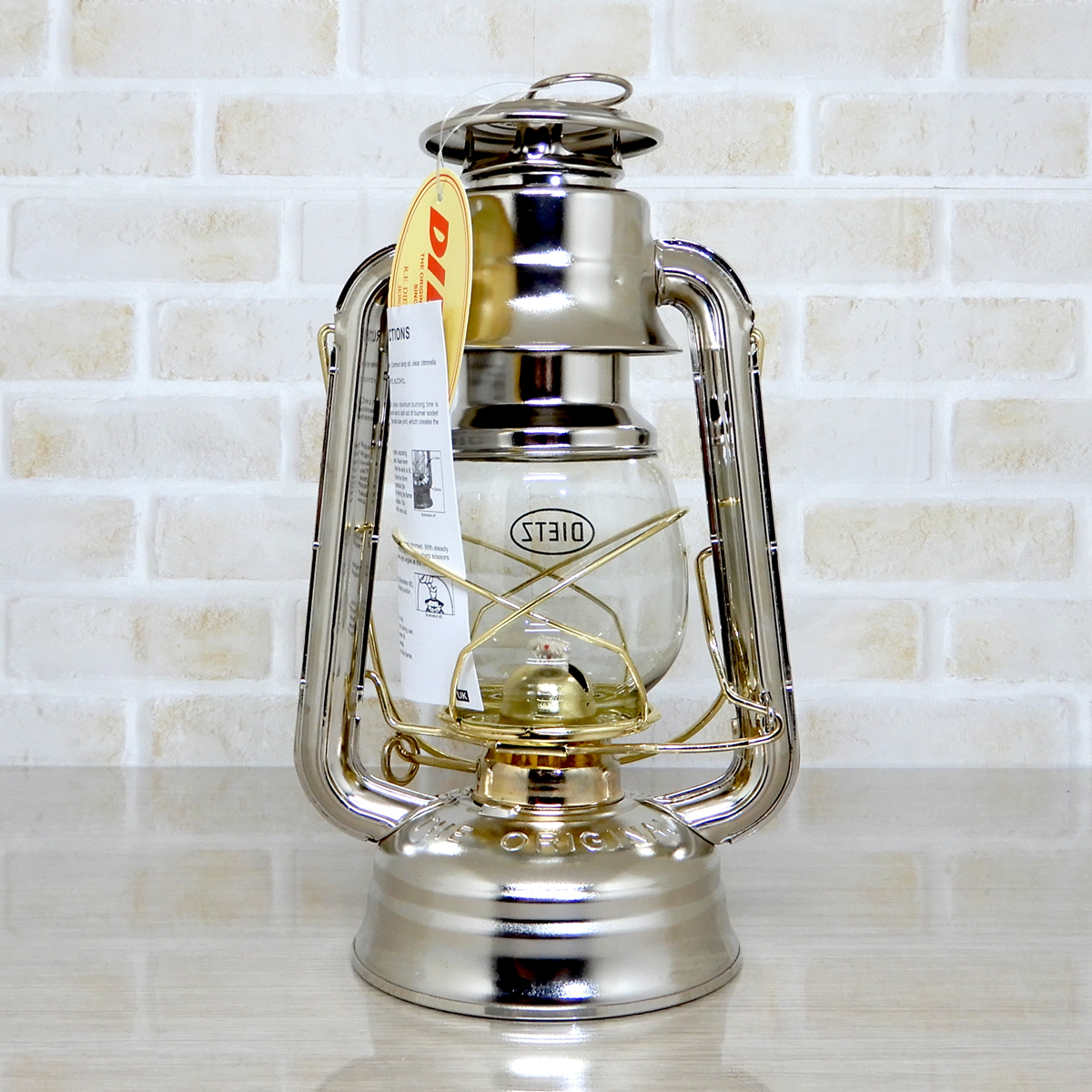 替芯付【送料無料】新品 Dietz #76 Original Oil Lantern - Nickel & Brass Trim【日本未発売】◇デイツ ニッケル 真鍮 ハリケーンランタン_画像6