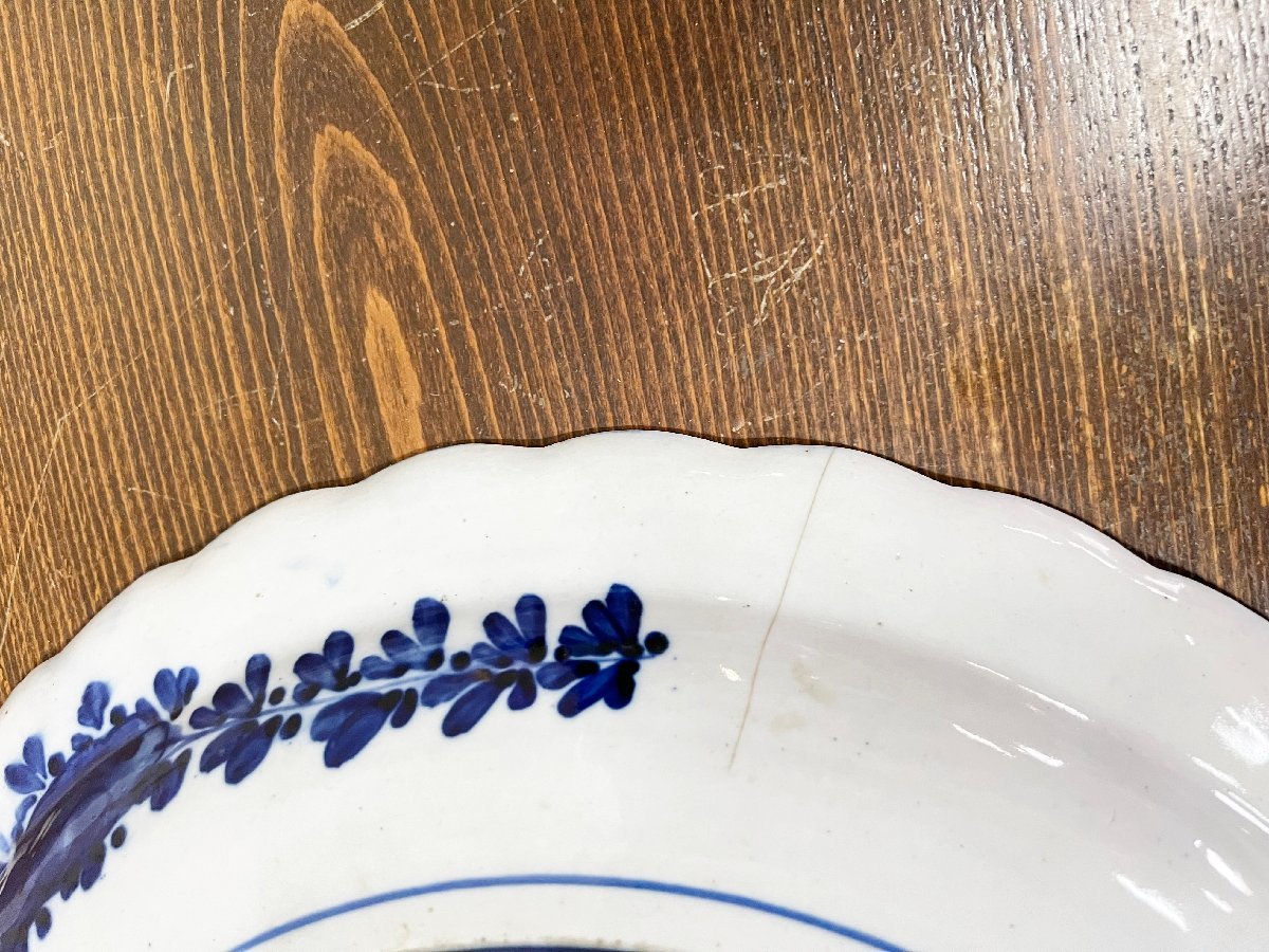 染付皿/大皿/幅45cm/古伊万里/花/鳥/草/絵/図 | salud.larioja.gob.ar