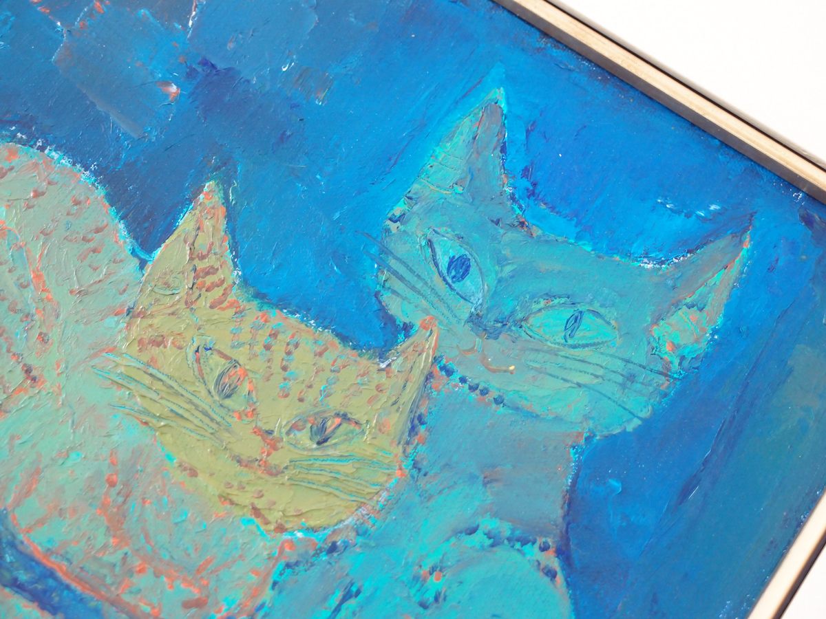  длина остров . Хара кошка живопись маслом [..] campus F3 размер обратная сторона автограф автограф! кошка автор Nobuo Nagashima Narumi narumi