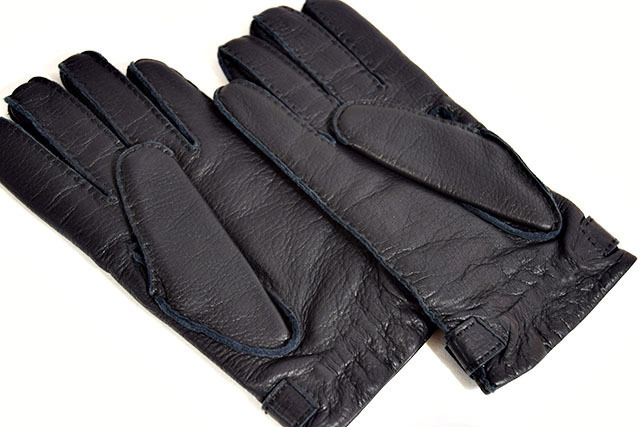 初売り】 エルメス レザー グローブ 手袋 黒 レザー×カシミヤ カデナ