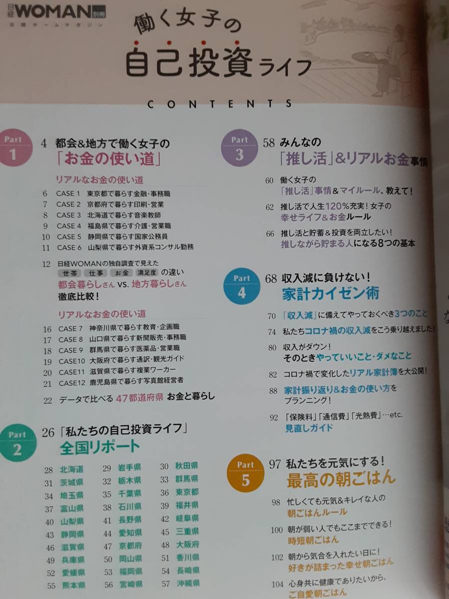 働く女子の自己投資ライフ　日経ＷＯＭＡＮ　2021年9/29発行　定価1000円　お金の使い方　学び　美容　推し活　_画像2