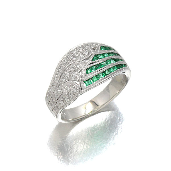  platinum emerald diamond ring 12 number E0.49ct D0.23ct Pt900