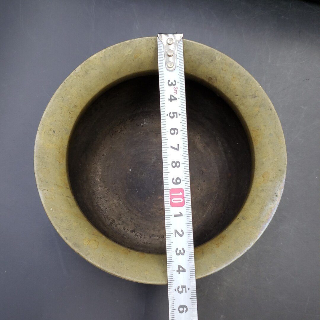 建水 茶こぼし 茶道具 直径14.5cm 高さ8cm 煎茶道具 銅製 ？ 金属製 骨董品 古美術 金属工芸 伝統工芸品 古い 昔【60s730】_画像10