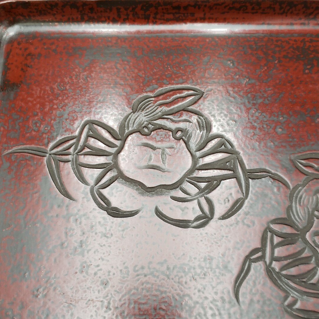  O-Bon из дерева угол поддон японский стиль . краб лакированные изделия лакированные изделия чайная посуда чай поддон угол tray подлинная вещь retro коллекция ширина примерно 33.5cm[80e822]