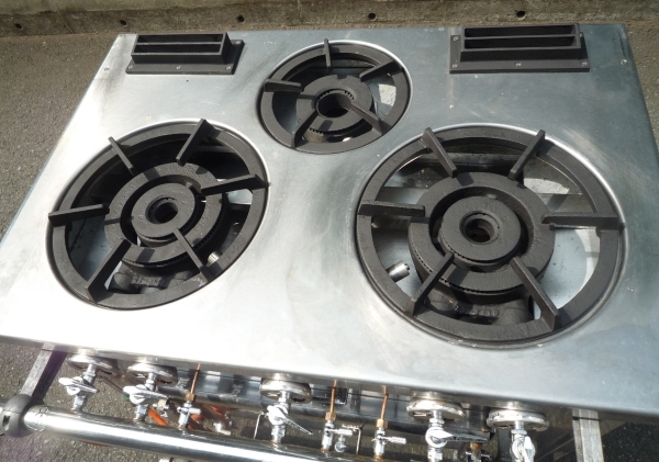 営業所止】S0320A@タニコー3口ガスオーブンレンジW900×D600(+110)× 営業所止】S0320A@タニコー3口ガスオーブンレンジW900×D600(+110)×