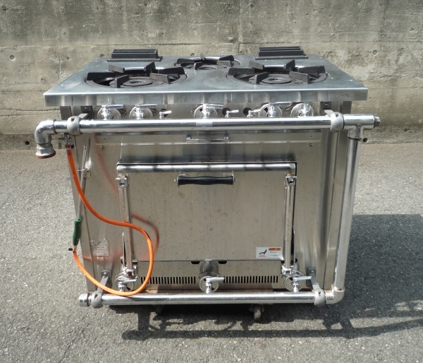 営業所止】S0320A@タニコー3口ガスオーブンレンジW900×D600(+110)× 営業所止】S0320A@タニコー3口ガスオーブンレンジW900×D600(+110)×