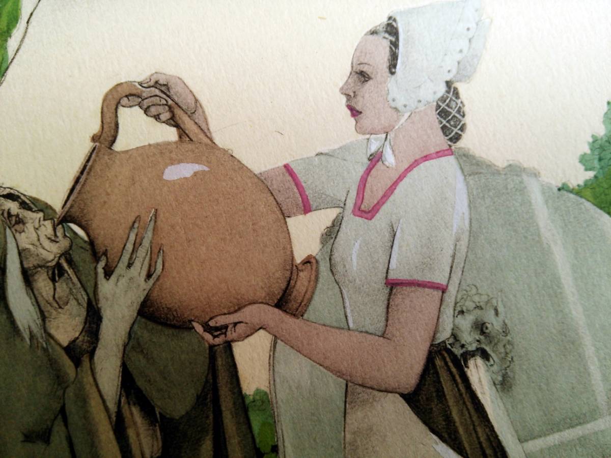 1946年 銅版画 ウンベルト・ブルネレスキ◆シャルル・ペローの童話集L◆赤ずきん 眠れる森の美女 長靴を履いた猫 アンティーク フランス_画像5
