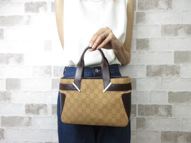 極美品□グッチ GUCCI□GG柄□ハンドバッグ バッグ キャンバス×レザー