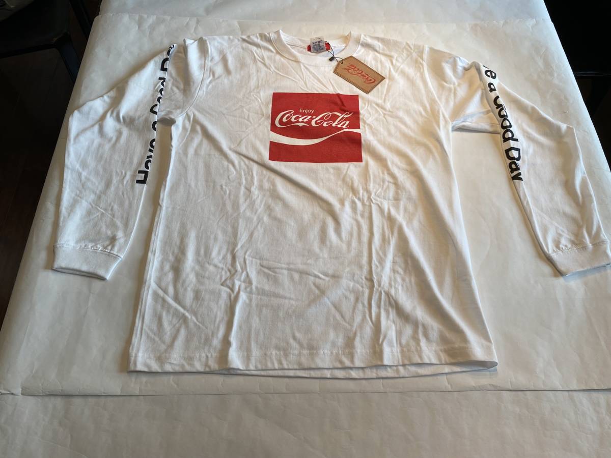 コカ・コーラ Coca-Cola 長袖 Tシャツ ホワイト Lサイズ 展示未使用品_画像1