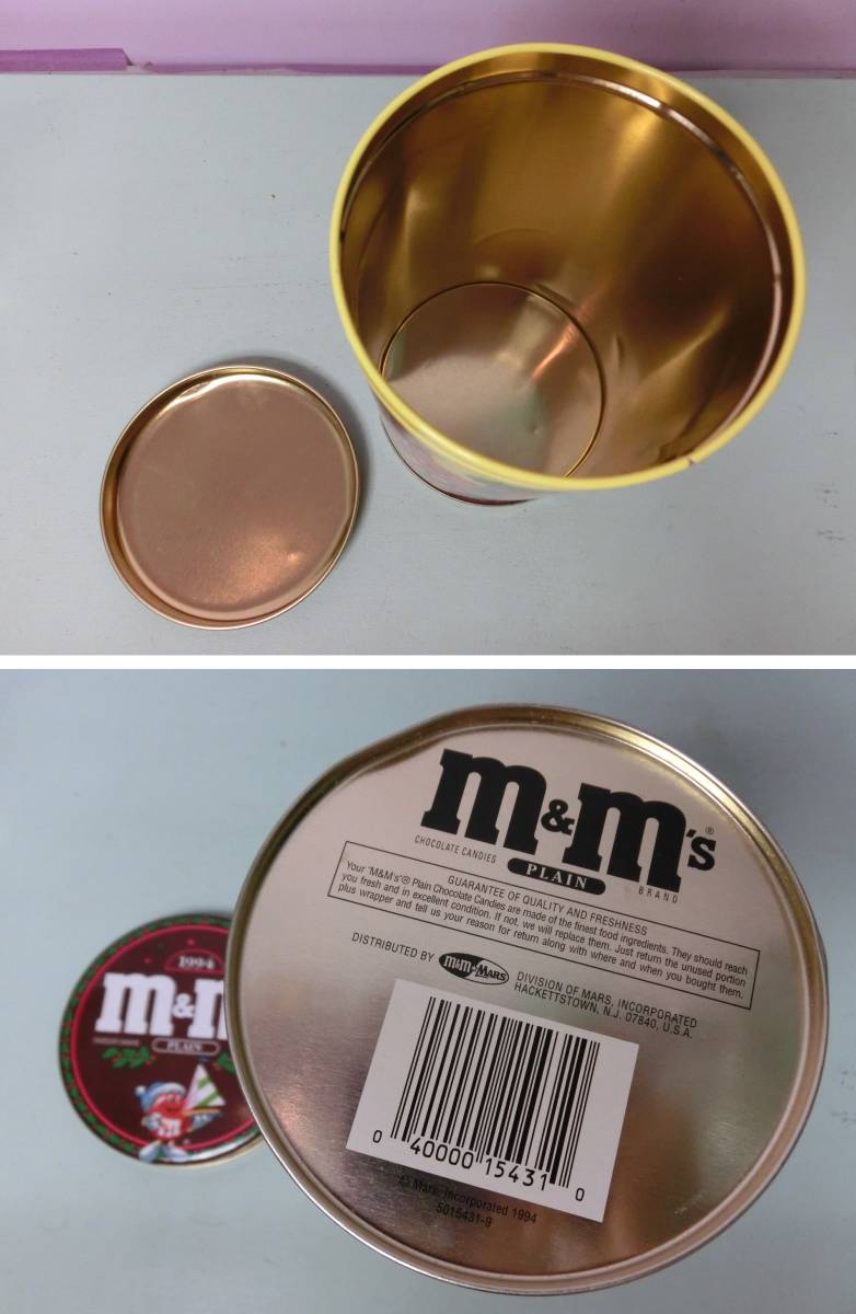 m&m\'s*90s Vintage chocolate can case canister * M and M z tin plate case enterprise thing USA kitchen container Christmas 