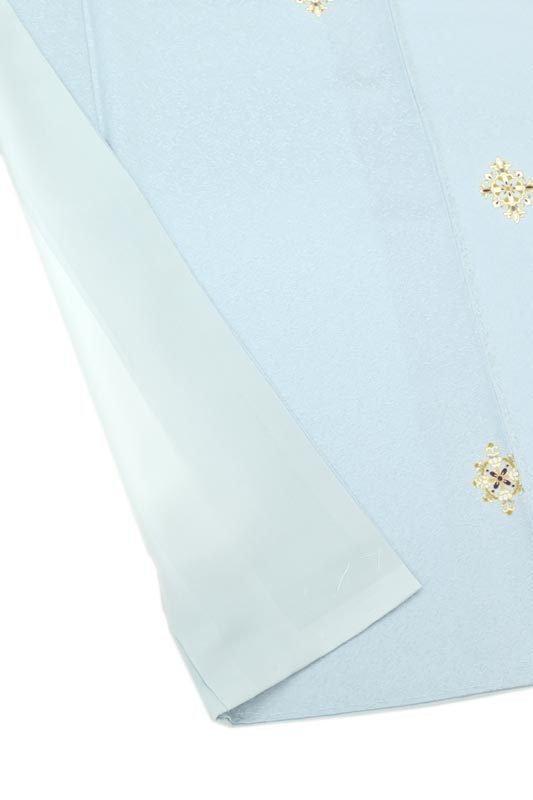 着物だいやす 376■小紋■丹後ちりめん 華菱文 飛び柄 ブルー 身長サイズ:L ガード加工【送料無料】【新品】_画像4