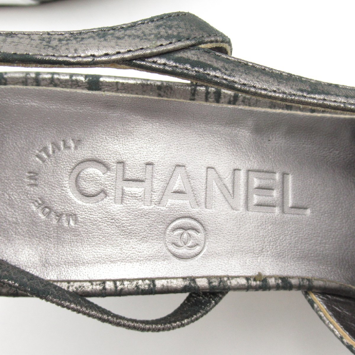CHANEL シャネル ミュール ミュール シルバー系 レザー レディース