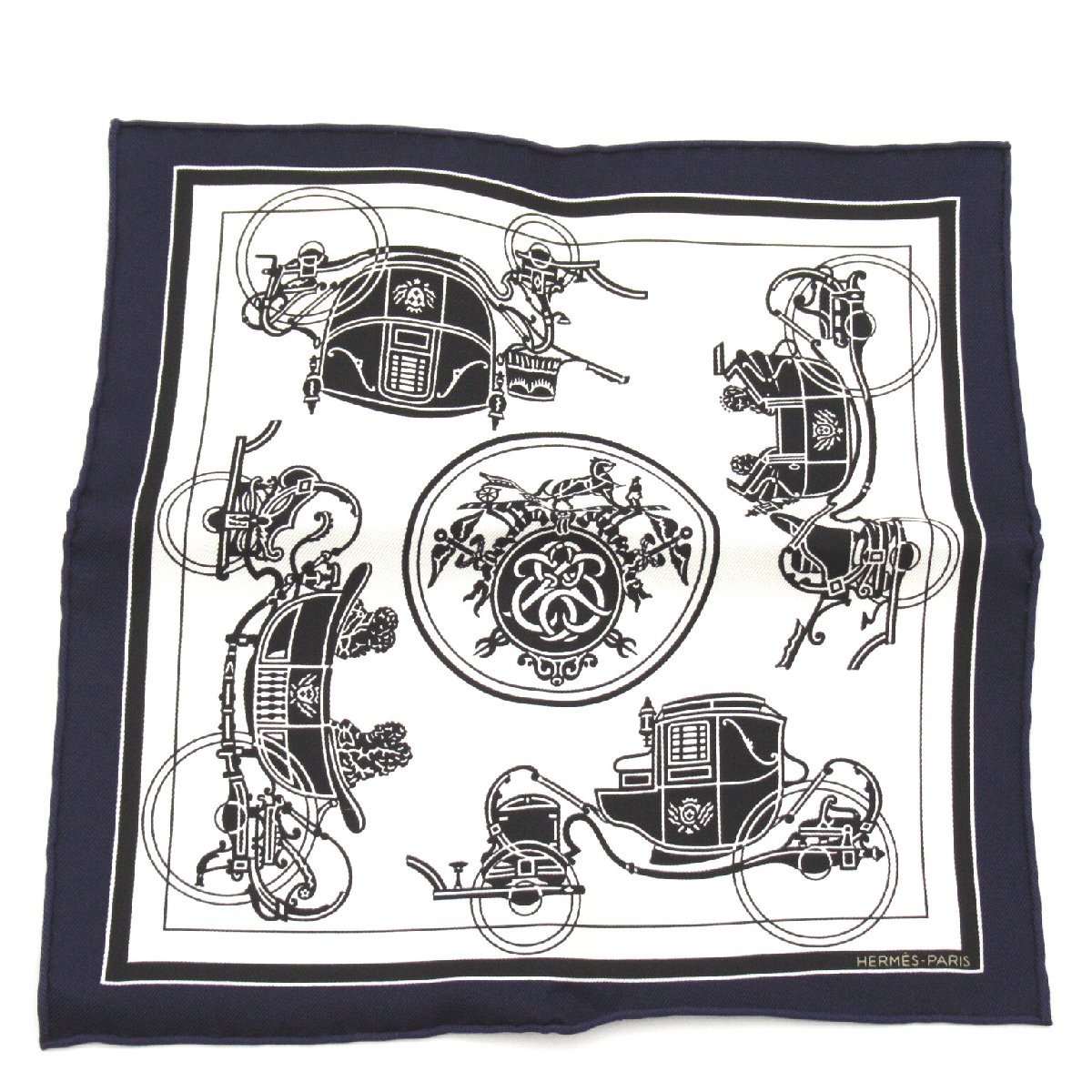 HERMES エルメス スカーフ ナノカレ ネイビー系 シルク レディース www