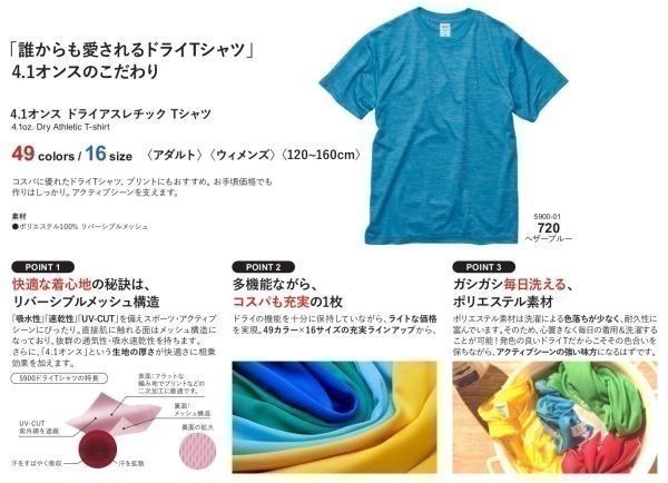 Tシャツ 5XL レッド ドライ 吸水 速乾 ポリ100 無地 半袖 ドライ素材 無地T 着用画像あり A557 6L XXXXXL 赤 赤色_画像3