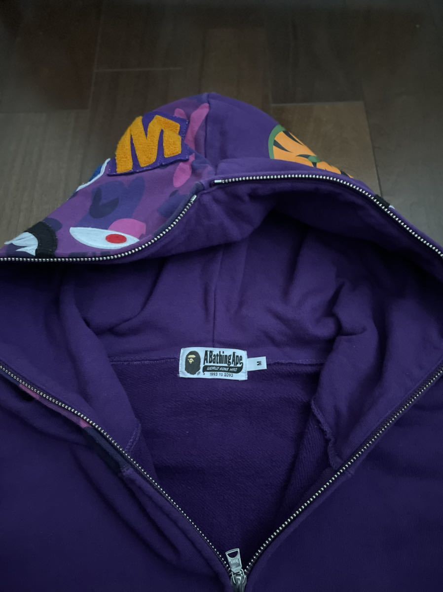 A BATHING APE BAPE マイロ マルチ パープルカモ シャーク パーカー M