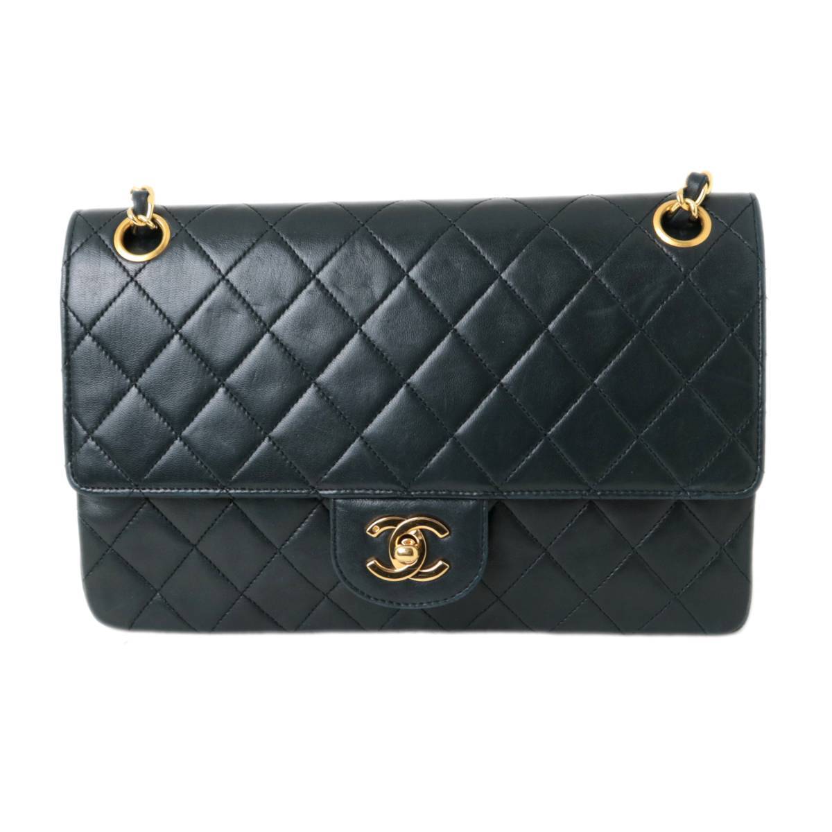 CHANEL/シャネル マトラッセ チェーンショルダーバッグ ダブルフラップ ダブルチェーン ギャランティーカード付属 ラムスキン IS Bランク_画像2